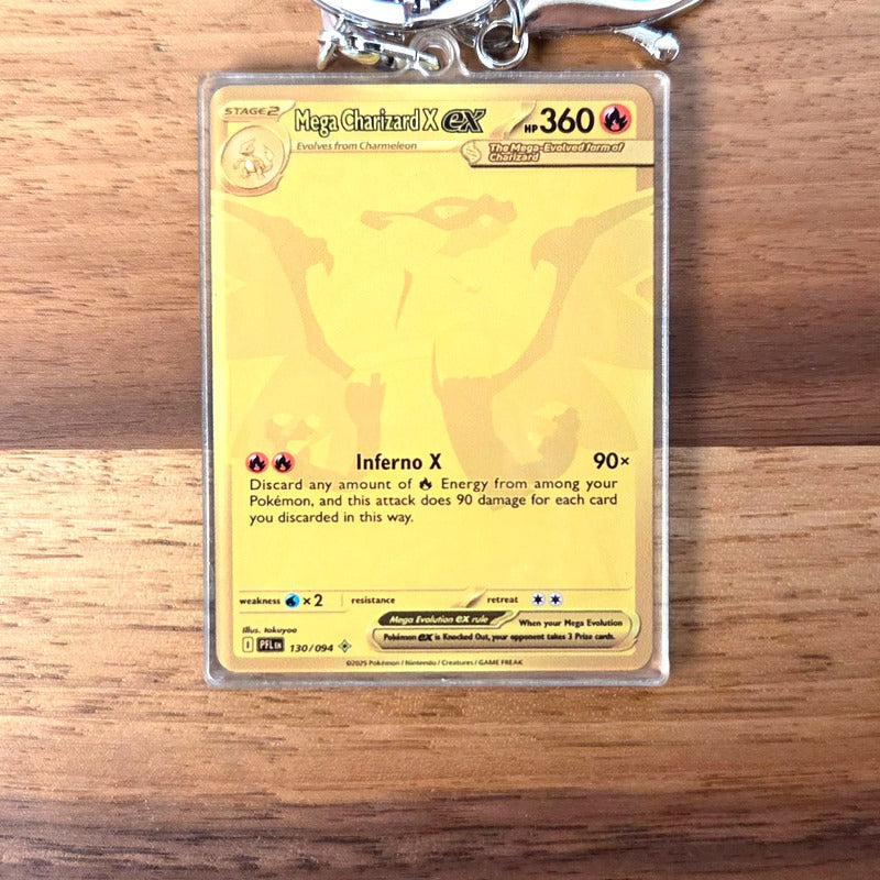 Mega Charizard X ex (Phantasmal Flames Gold) Mini-Card Keychain