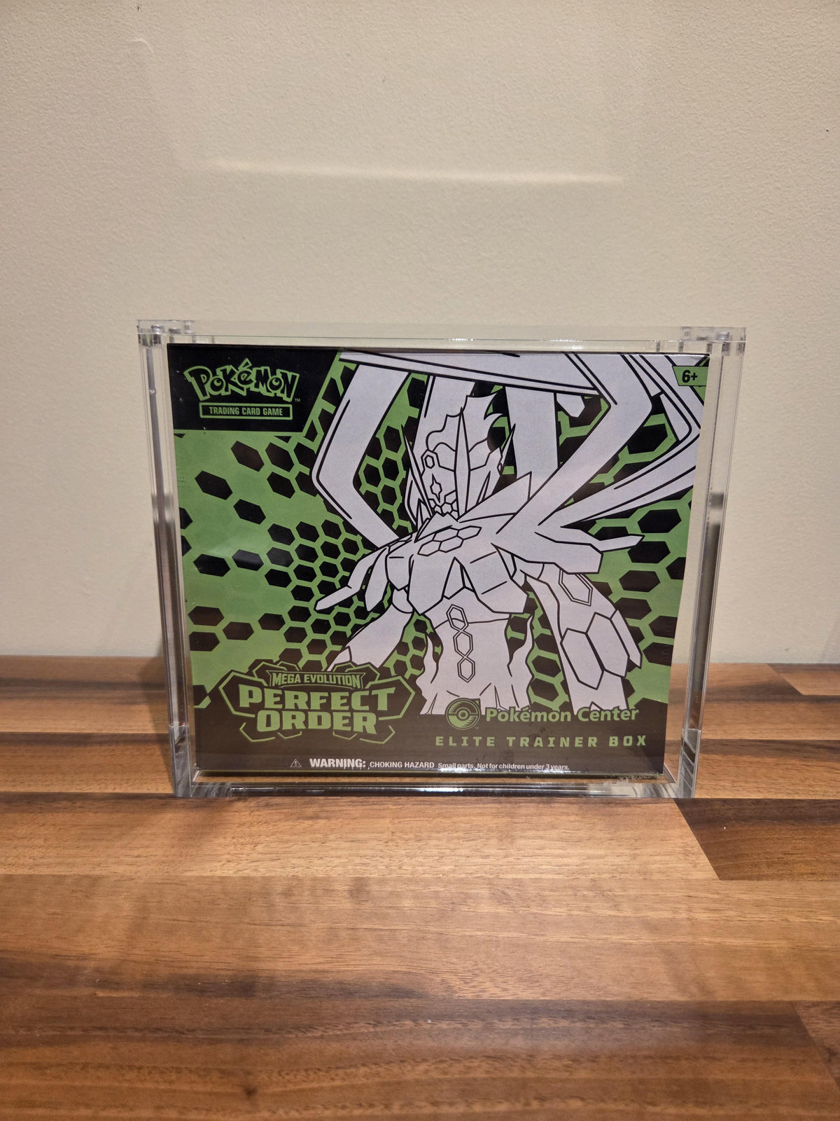 Perfect Order Pokemon Center Elite Trainer Box in Zion Labs acrylic display case